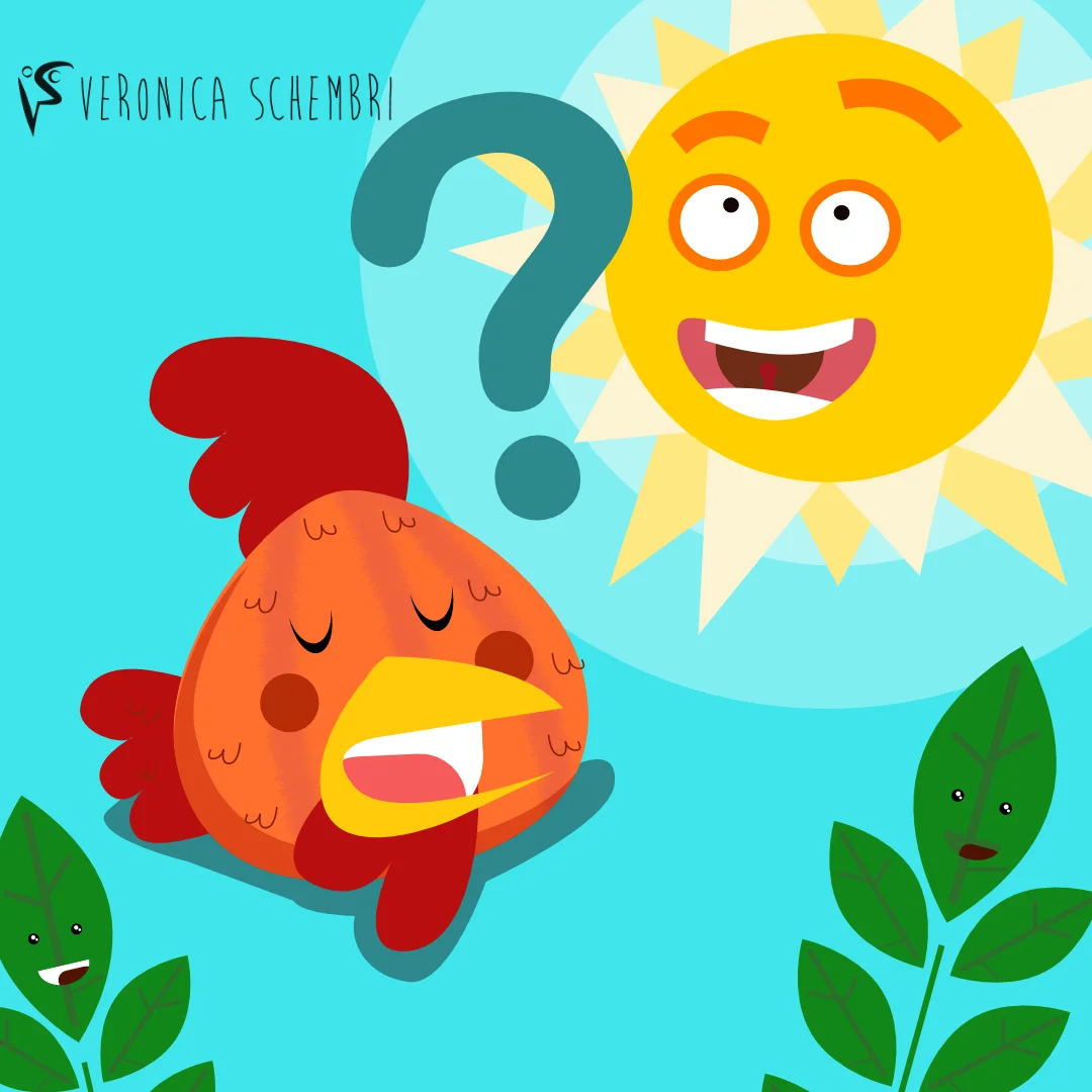 Illustrazione:Il canto del gallo fa sorgere il sole?
