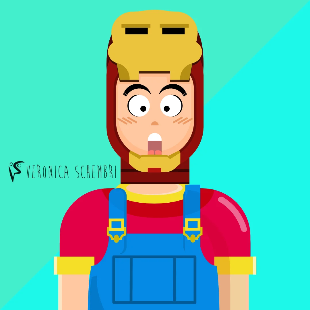 Un personaggio con l'elmo di Iron man, per riprendere il concetto di Agenti AI