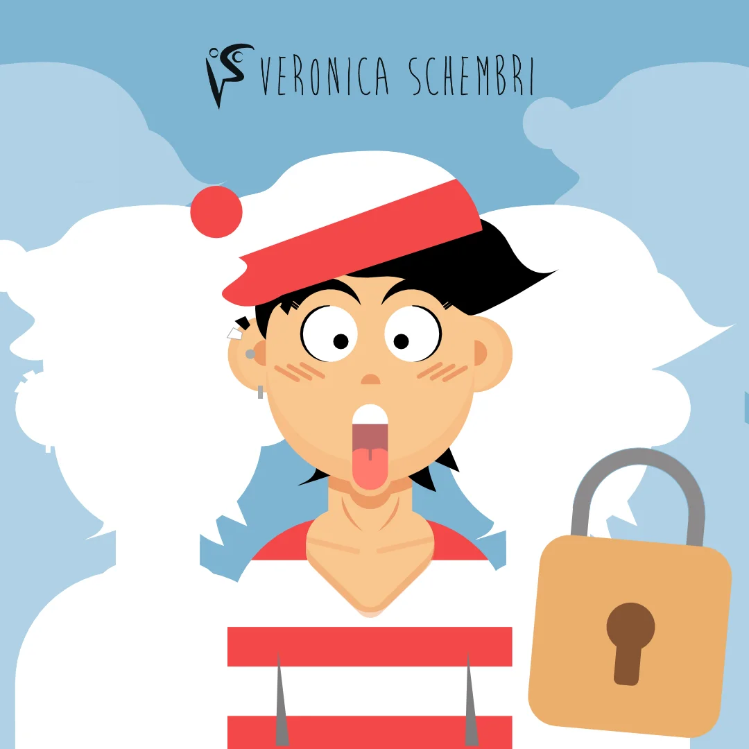 Illustrazione che rappresenta la sorpresa di fronte a un problema di sicurezza, come descritto nell'articolo K-anonymity. Design di Veronica Schembri
