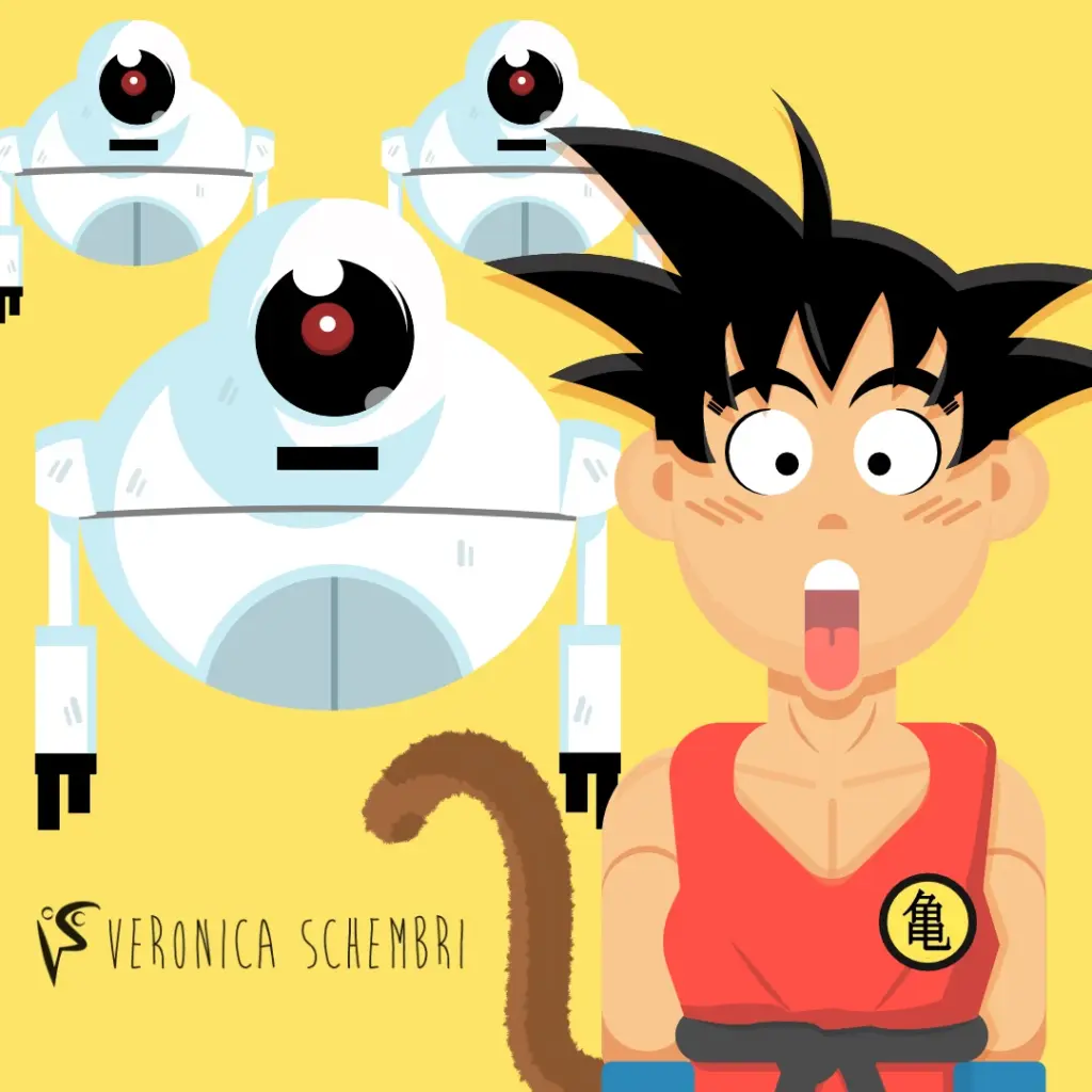 Illustrazione di Goku con 3 Agenti AI