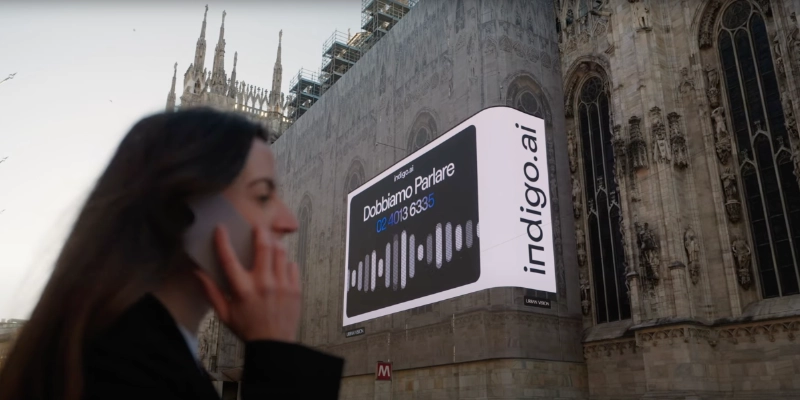 Indigo Voce, frame dello spot di indigo.ai